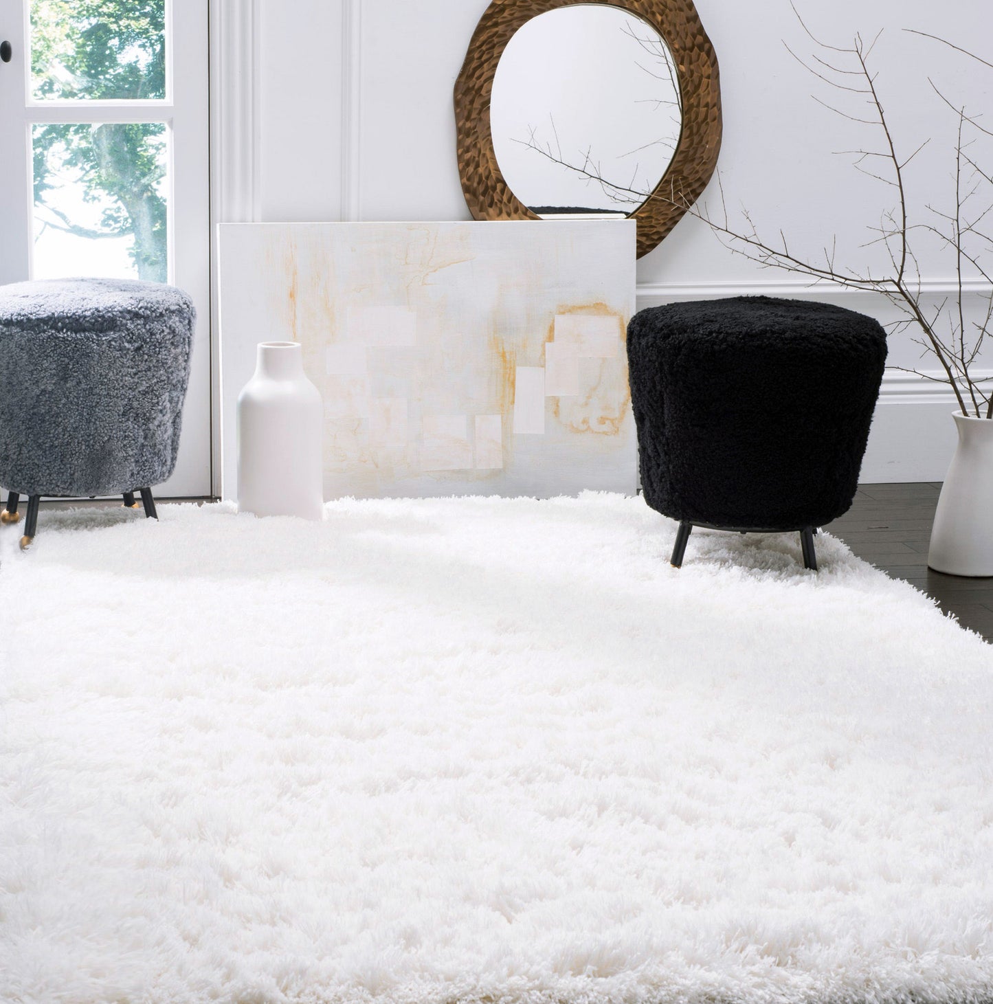 XL Extra Large Soft Shag Rug Carpet Mat (White, 300 x 200)