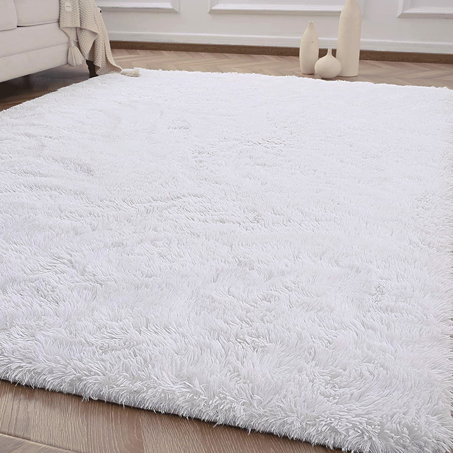 XL Extra Large Soft Shag Rug Carpet Mat (White, 300 x 200)