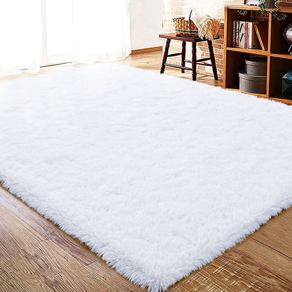 XL Extra Large Soft Shag Rug Carpet Mat (White, 300 x 200)