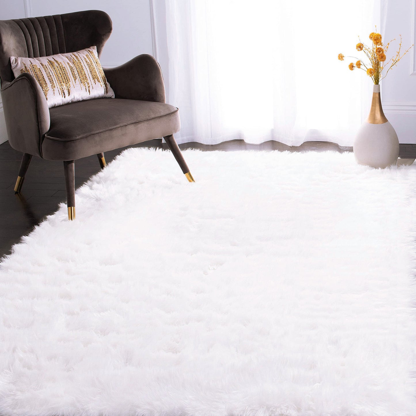 XL Extra Large Soft Shag Rug Carpet Mat (White, 300 x 200)