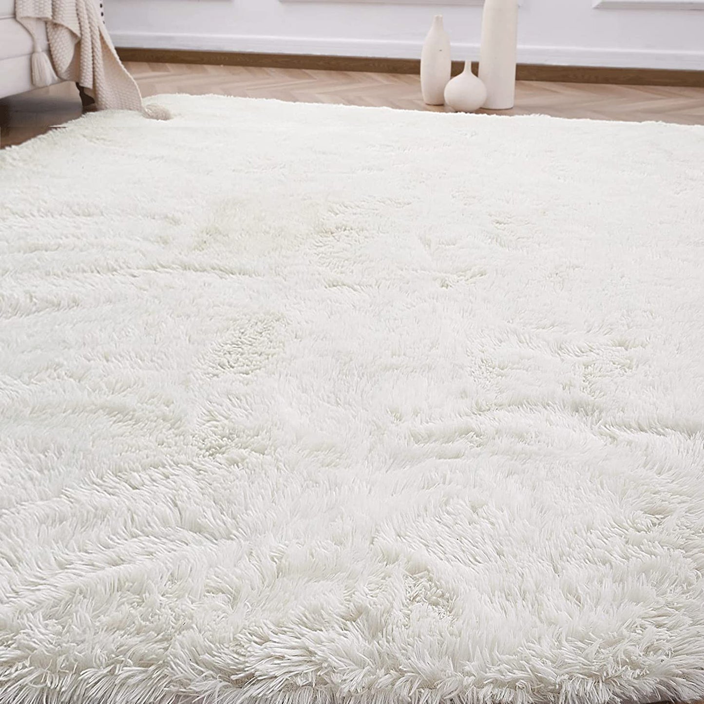 XL Extra Large Soft Shag Rug Carpet Mat (Cream White, 300 x 200)