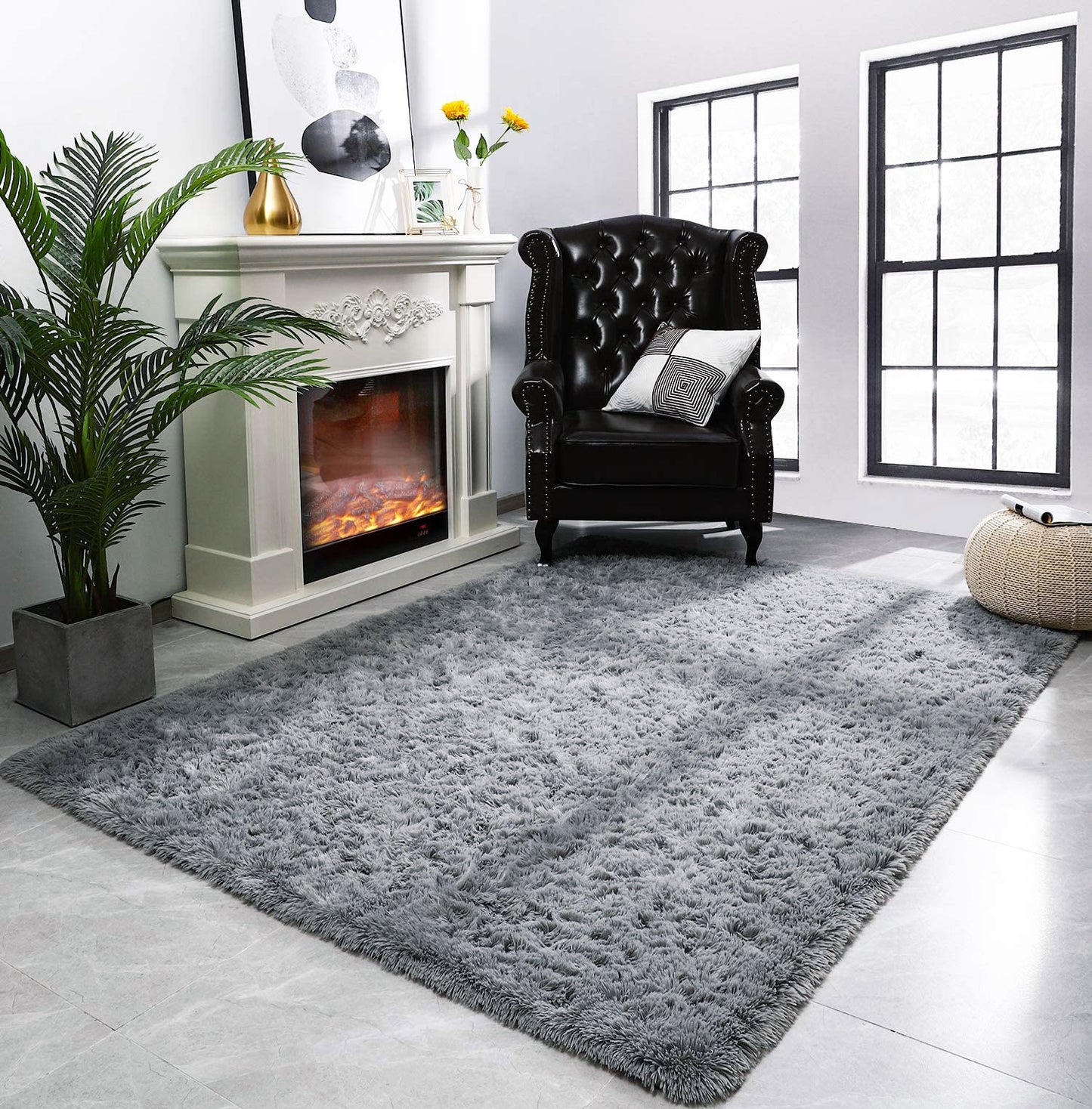 Soft Shag Rug Carpet Hallway Mat (Grey, 120 x 50 cm)