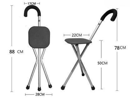 Tripod Cane Seat Folding Walking Stick Cane