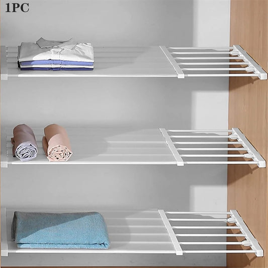 Extendable Clothes Shelf Closet Bathroom Kitchen Organiser 75-120cm