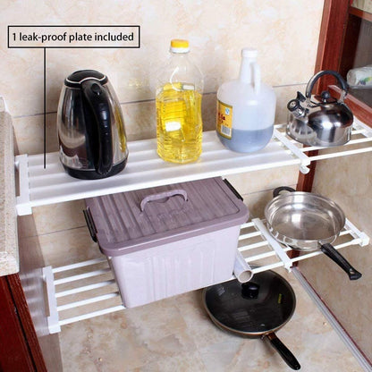 Extendable Clothes Shelf Closet Bathroom Kitchen Organiser 50-80cm