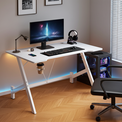 Ergonomic Gaming Desk Computer Table White 110cm