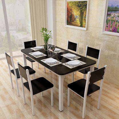 5 x Piece Set Bliss Large Wood & Steel Dining Table Chairs (Black & White)