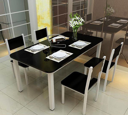 5 x Piece Set Bliss Large Wood & Steel Dining Table Chairs (Black & White)