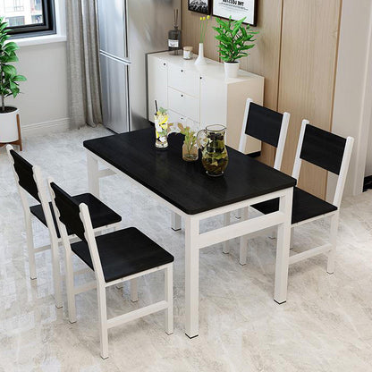 5 x Piece Set Bliss Large Wood & Steel Dining Table Chairs (Black & White)