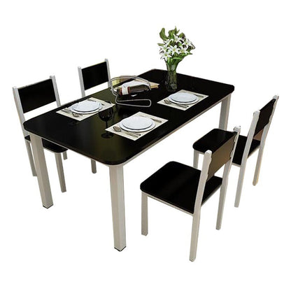 5 x Piece Set Bliss Large Wood & Steel Dining Table Chairs (Black & White)