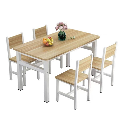 5 x Piece Set Bliss Large Wood & Steel Dining Table Chairs (Oak & White)