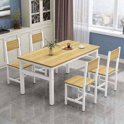 5 x Piece Set Bliss Large Wood & Steel Dining Table Chairs (Oak & White)