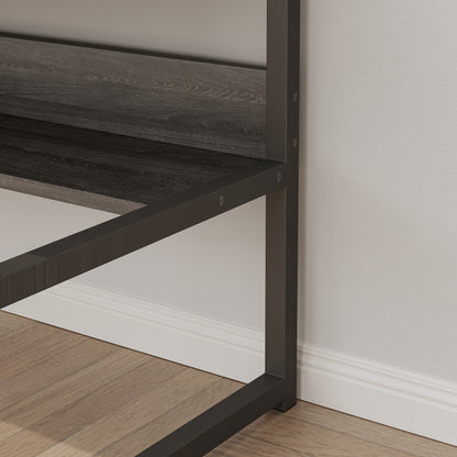 Enterprise Large Computer Desk Workstation with Shelves & Drawers (Driftwood Grey)