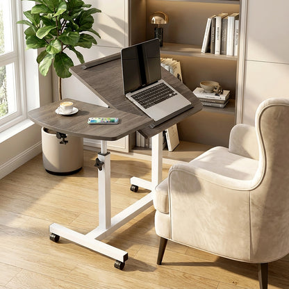 Motif 2-in-1 Adjustable Portable Sofa Bed Side Table Laptop Desk with Wheels (Rustic Grey)