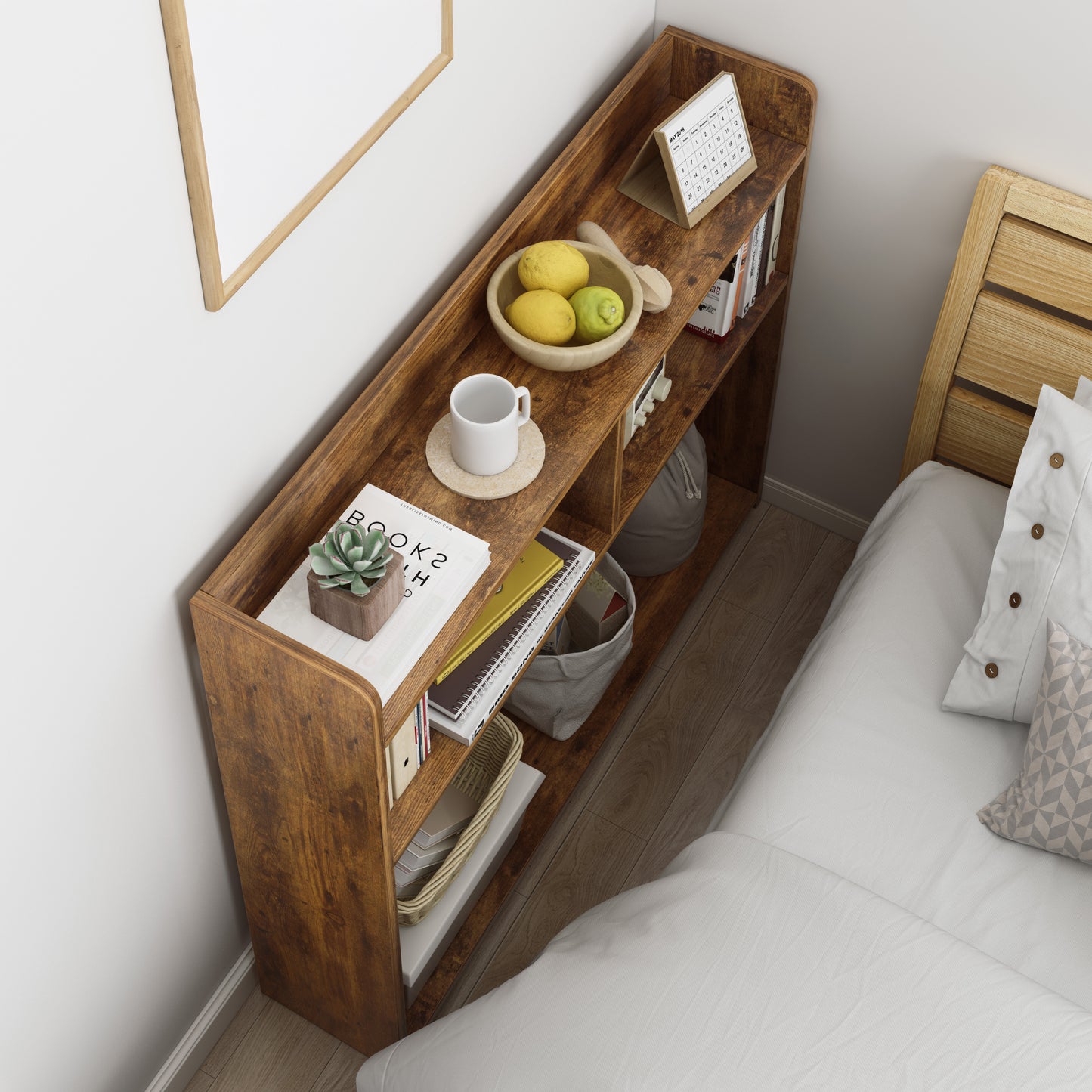 Ambassador Console Table Tall Narrow Bedside Table (Rustic Wood)