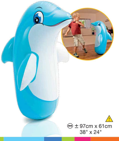 Intex Inflatable Animal Toy 3D Bop Bag (Blue Dolphin)