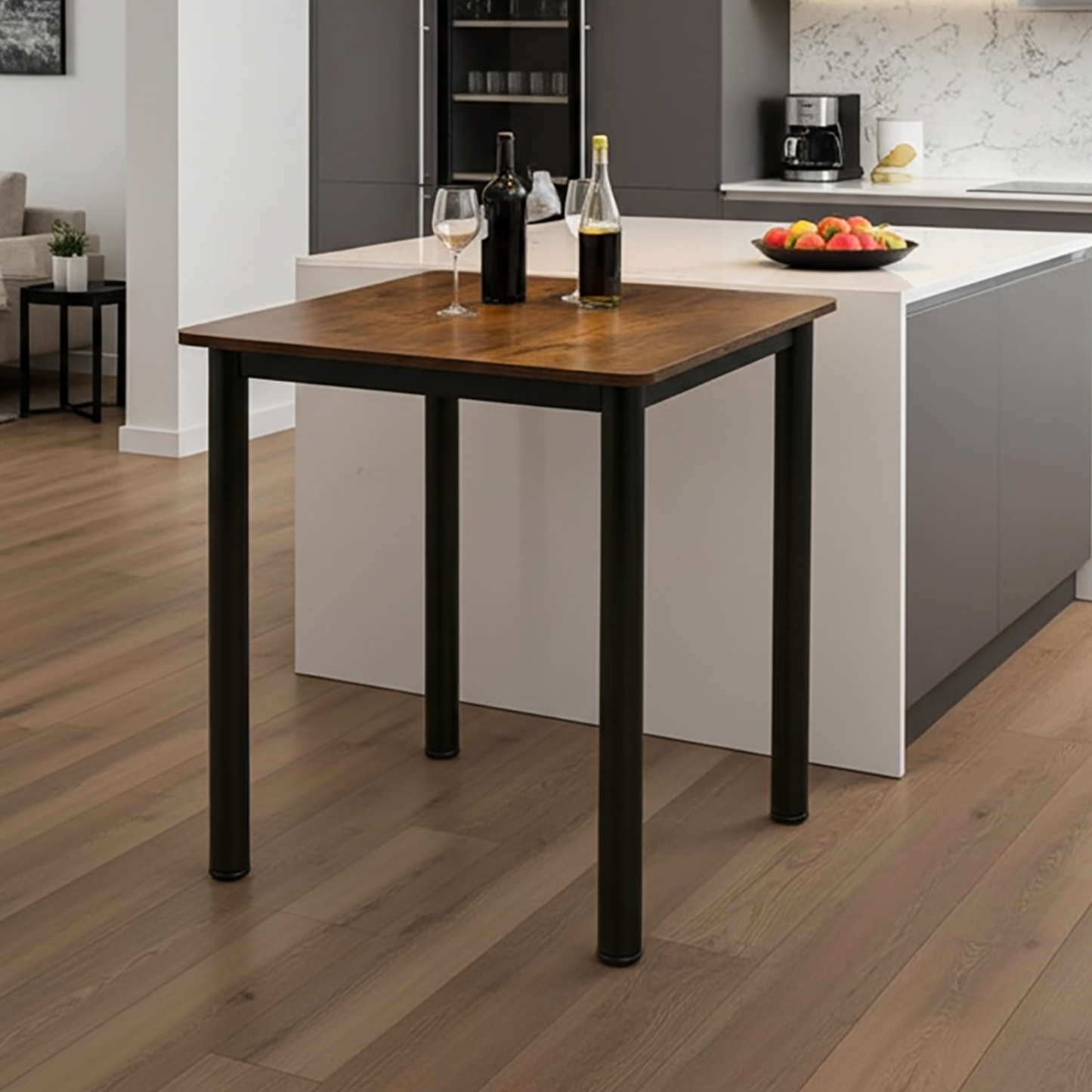 Foundry Industrial Rustic Wood & Metal Square Bar Dining Table