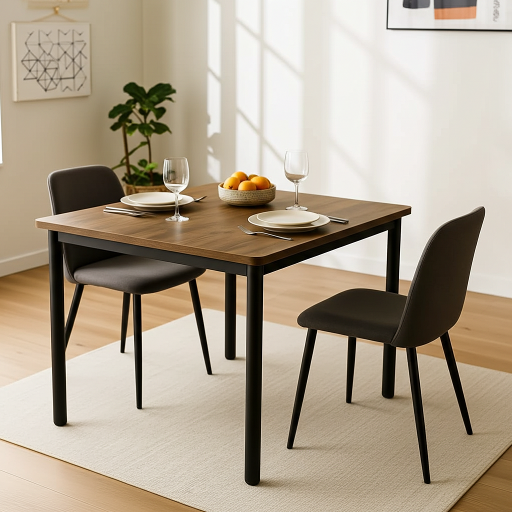 Harbor Industrial Rustic Wood & Steel Dining Table Square 80cm