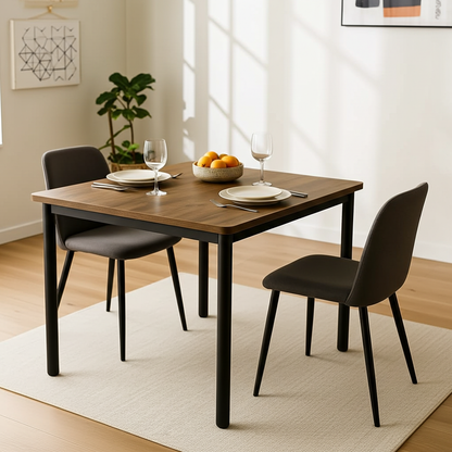 Harbor Industrial Rustic Wood & Steel Dining Table Square 80cm