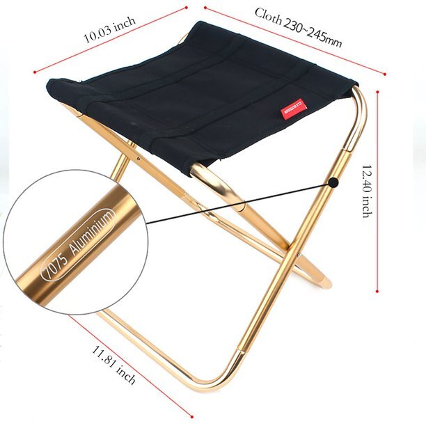 Aluminum Oxford Pocket Foldable Camping Stool Folding Chair In Bag