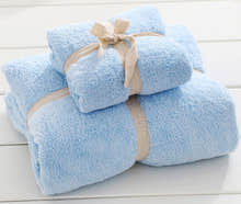 2PCS Set Luxury Soft Fleece Bath Towels/Blankets (Blue)