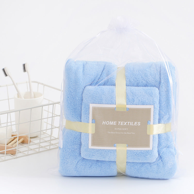 2PCS Set Luxury Soft Fleece Bath Towels/Blankets (Blue)