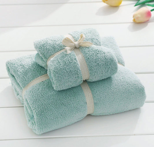 2PCS Set Luxury Soft Fleece Bath Towels/Blankets (Mint)