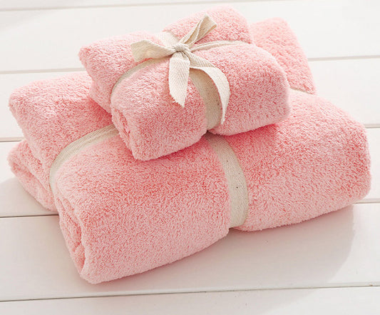 2PCS Set Luxury Soft Fleece Bath Towels/Blankets (Pink)