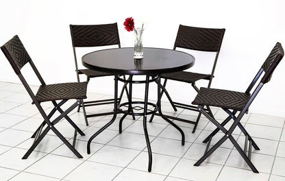 Alfresco 5 Piece Outdoor Setting (4 Rattan Chairs & Round Table)