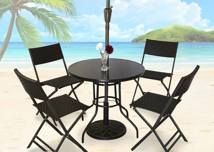 Alfresco 5 Piece Outdoor Setting (4 Rattan Chairs & Round Table)