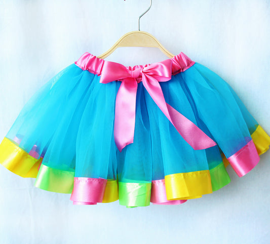 Deluxe Girl's Princess Tutu Skirt (Blue & Pink)