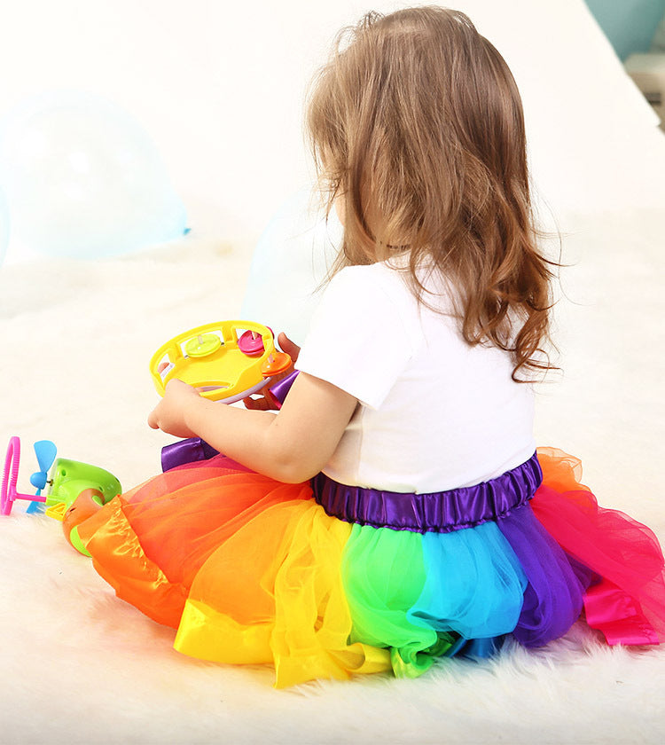 Deluxe Girl's Princess Tutu Skirt (Colourful Rainbow)