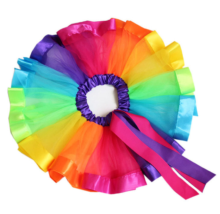 Deluxe Girl's Princess Tutu Skirt (Colourful Rainbow)