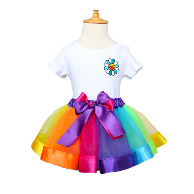 Deluxe Girl's Princess Tutu Skirt (Colourful Rainbow)