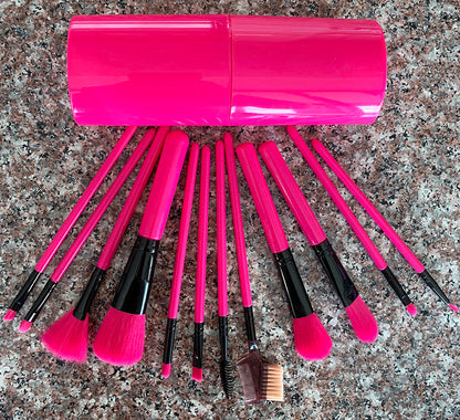 12PC Luxe Pink Professional Makeup Brush Set with Case