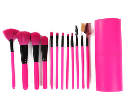 12PC Luxe Pink Professional Makeup Brush Set with Case