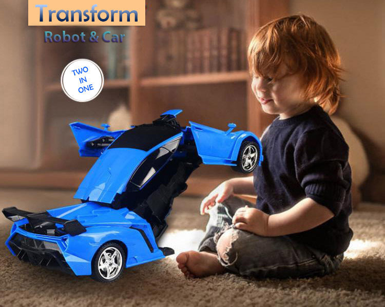 2 In 1 Robot Lamborghini Super Transformer Remote Control Car Toy (Blue)