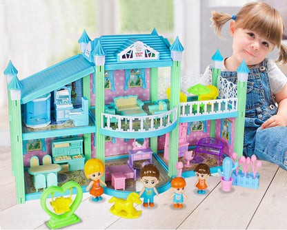 Multi-level Large Mansion Castle Doll House Palace Toy Set with Furniture