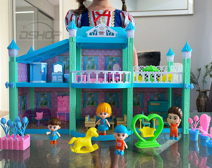 Multi-level Large Mansion Castle Doll House Palace Toy Set with Furniture