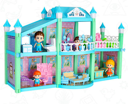 Multi-level Large Mansion Castle Doll House Palace Toy Set with Furniture