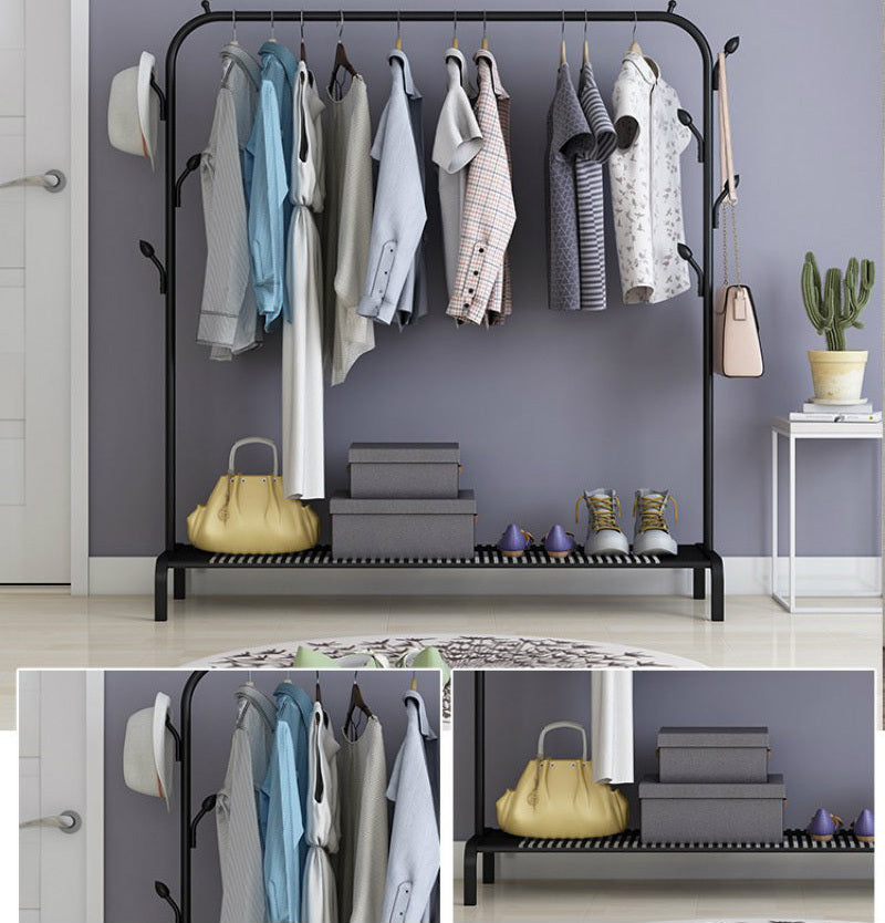 Large Coat Hanging Stand Wardrobe Clothes Hanger Rack (Black)