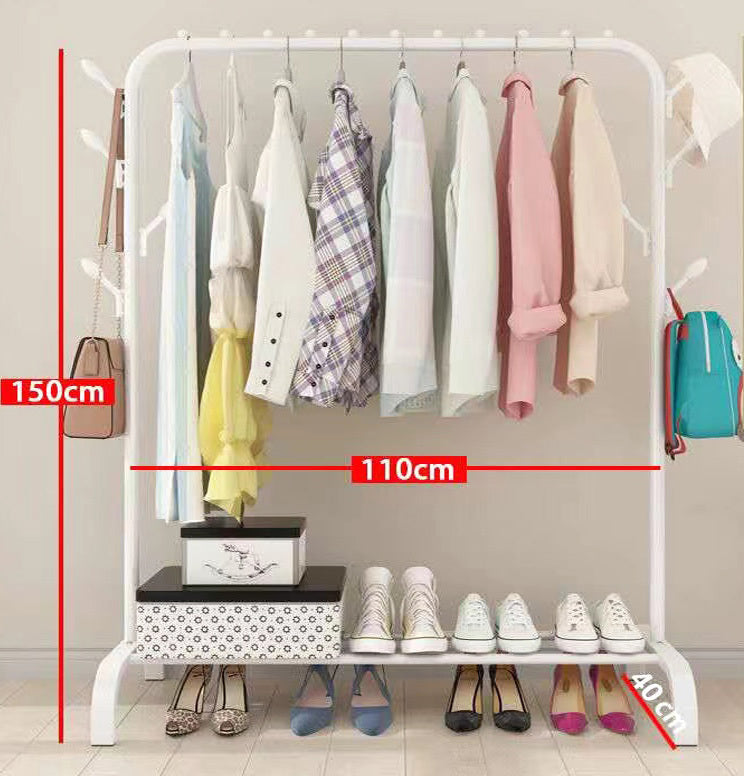 Large Coat Hanging Stand Wardrobe Clothes Hanger Rack (White)