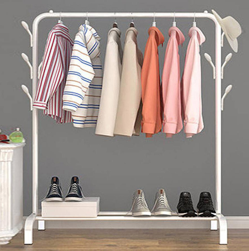 Large Coat Hanging Stand Wardrobe Clothes Hanger Rack (White)