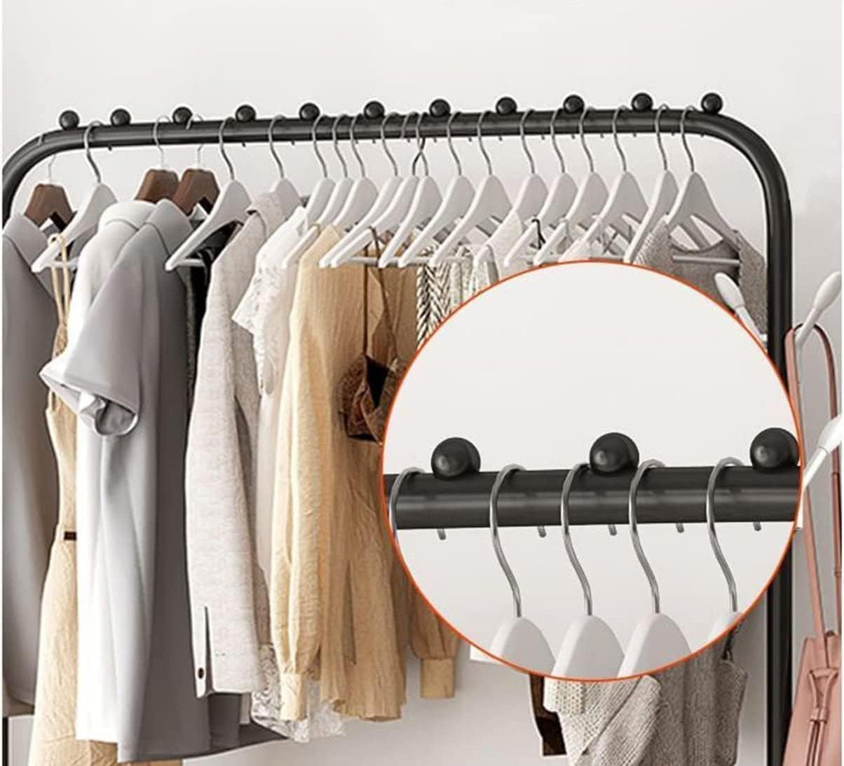 Large 1.5m Wide Coat Hanging Stand Wardrobe Clothes Hanger Rack (Black)