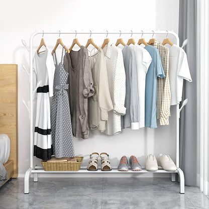 Large 1.5m Wide Coat Hanging Stand Wardrobe Clothes Hanger Rack (White)