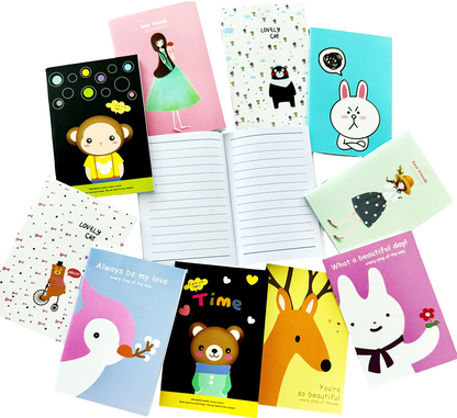 10 X Cute Anime Cartoon Mini Pocket Notebooks