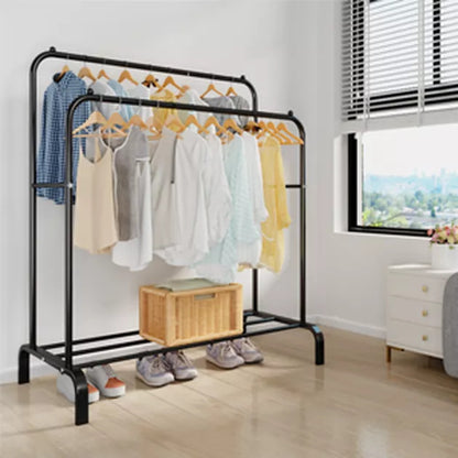 Large Double Coat Hanging Stand Wardrobe Clothes Hanger Rack (Black)