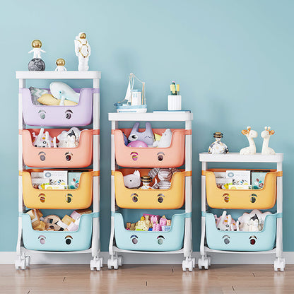 2-Tier Adorable Toy Shelf Organiser Trolley Storage Baskets with Wheels