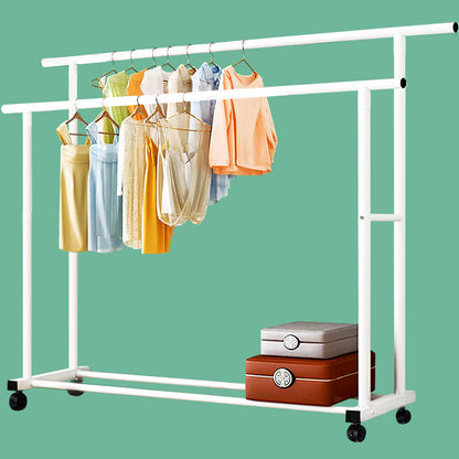 Large 1.5m Wide Double Coat Hanging Stand Wardrobe Clothes Hanger Rack (White)