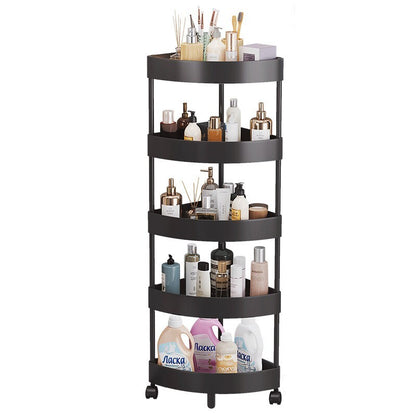 5 Tier Multipurpose Corner Shelf Bathroom Kitchen Trolley Storage Rack Organizer (Black)